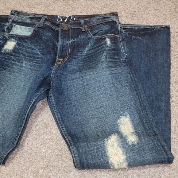575 California Lifestyle Denim Distressed Bootcut Button Fly Jeans Size 34 x 35 - Picture 4 of 16